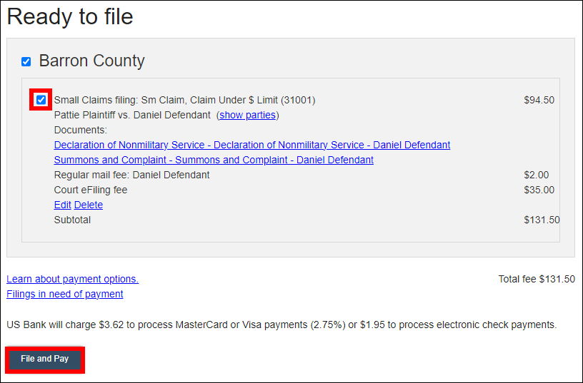 Wisconsin circuit court eFiling - Ready to file - File.png