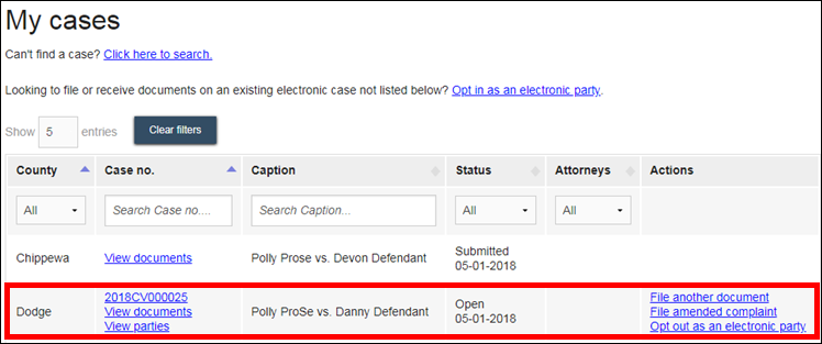 Wisconsin circuit court eFiling - pro se user - My cases - case list.png