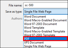 Word - File-Save As - file name - Save as type - PDF.png