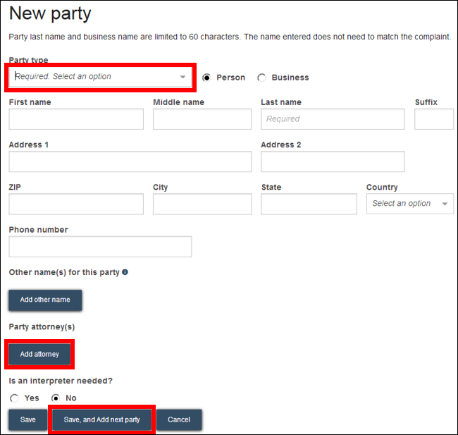 Circuit court eFiling - Probate Add party