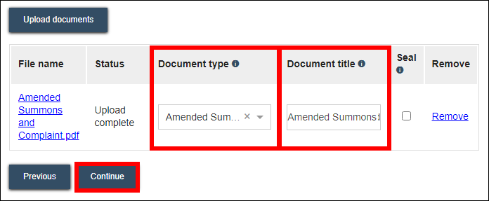 Circuit court eFiling - documents amended complaint