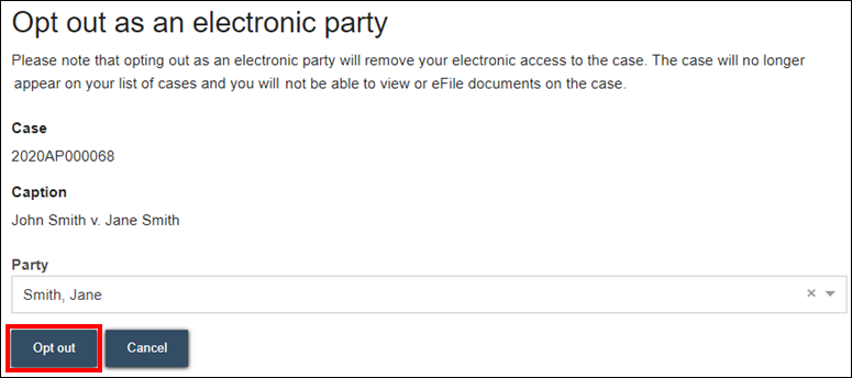 Wisconsin appellate court eFiling - Opt out as an electronic party - Opt out.png