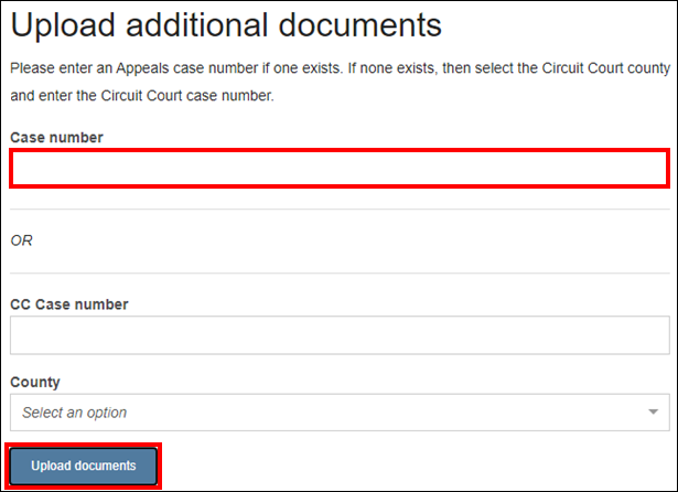 Wisconsin appellate court eFiling - Upload additional documents - Case number - Upload documents.png