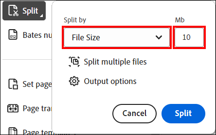 Adobe Acrobat Pro - Split by File Size - 10 Mb.png