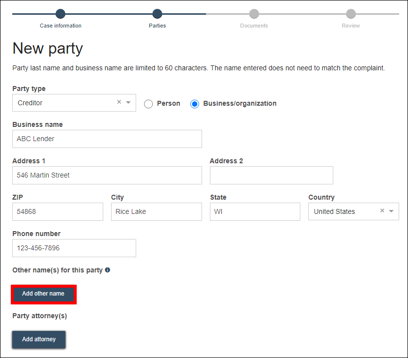 eFiling - New case - New party.png