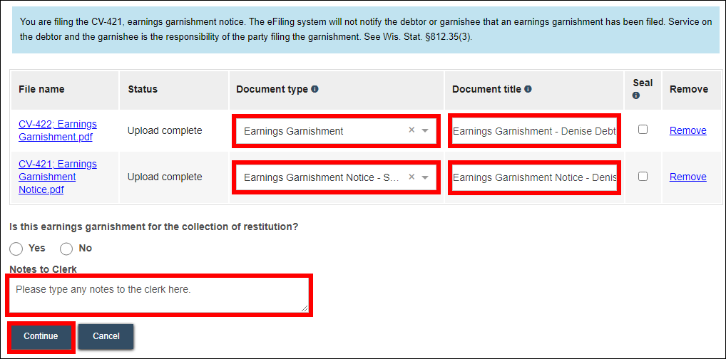 eFiling - Existing case - Earnings Garnishment - Docs.png