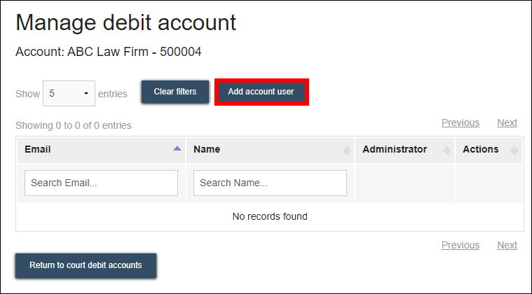Court debit account - Manage account - Add account user.png