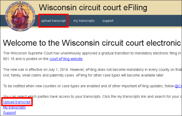 Wisconsin circuit court eFiling - upload transcript.png