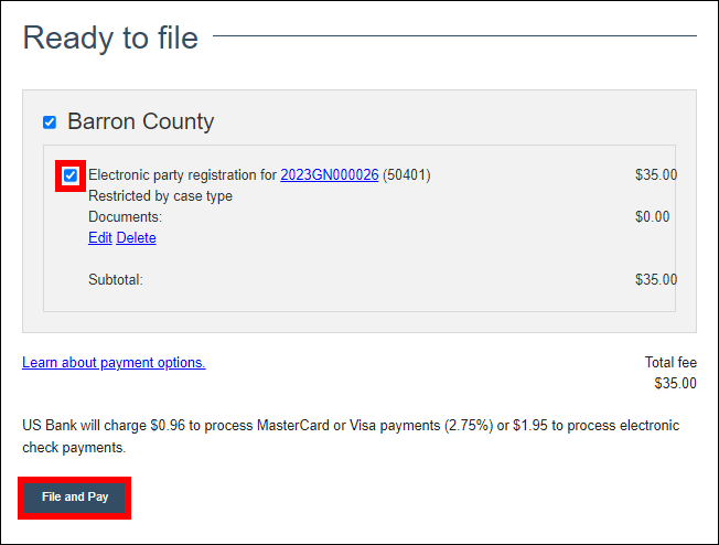 Wisconsin circuit court eFiling - Designated filer - Opt in - File and Pay.png