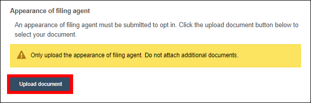 Wisconsin circuit court eFiling - Filing agent - Opt in - Upload Appearance of Filing Agent.png