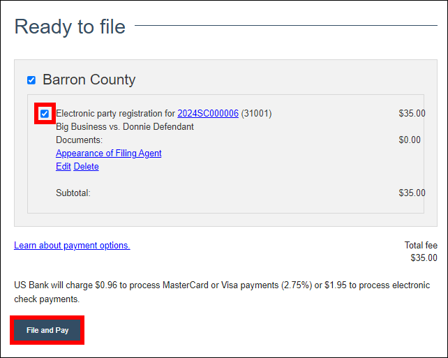 Wisconsin circuit court eFiling - Filing agent - Opt in - File and Pay.png