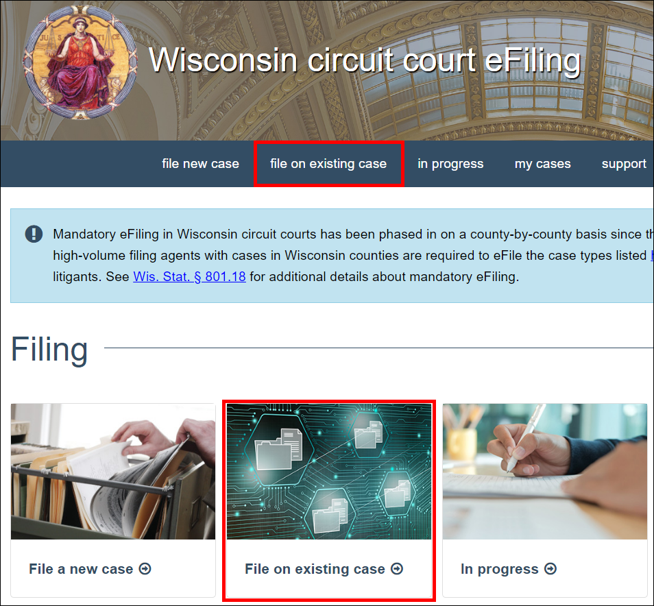 Wisconsin circuit court eFiling - File prep - File on existing case.png