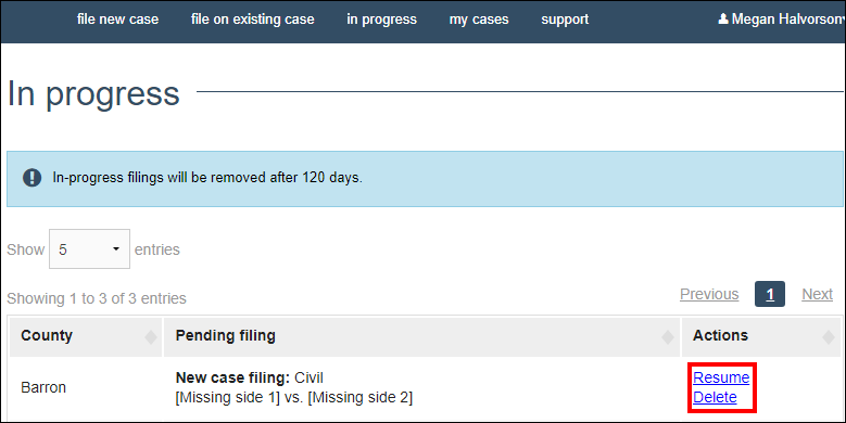 Wisconsin circuit court eFiling - In Progress.png