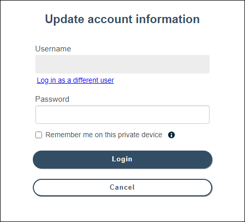 Update account information login screen 