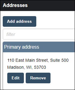 Add or edit addresses section