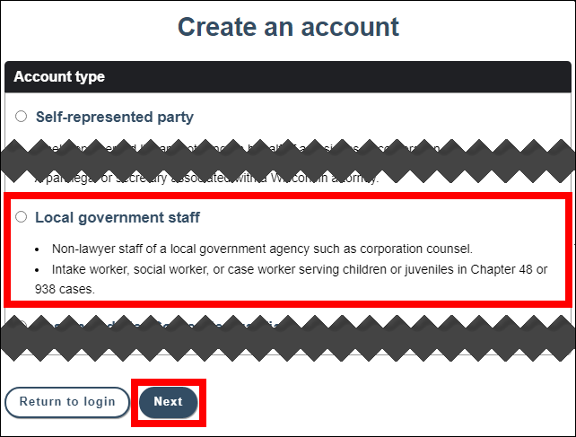 eCourts - Create an Account - Account Type - Local Gov.png